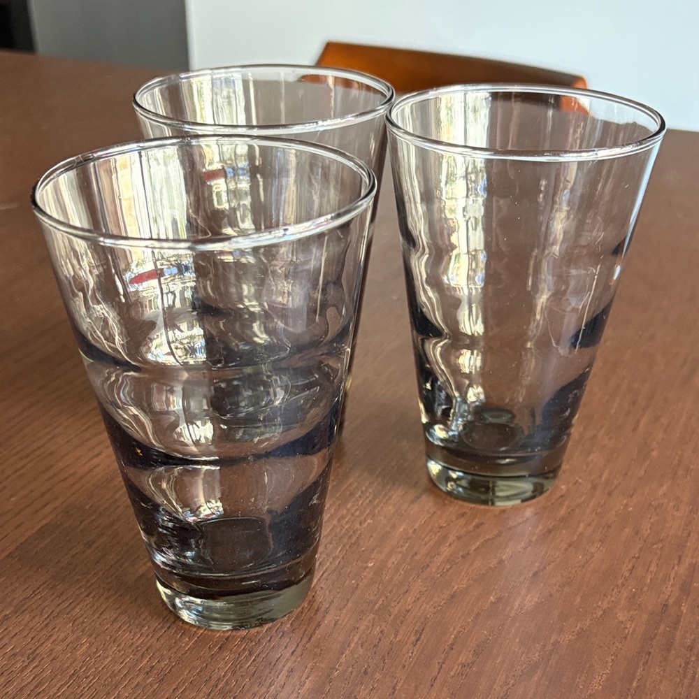 LAST CALL! LIBBEY -  Saturn Optic Ripple Smoked Glass Vintage Glasses - Set of 3